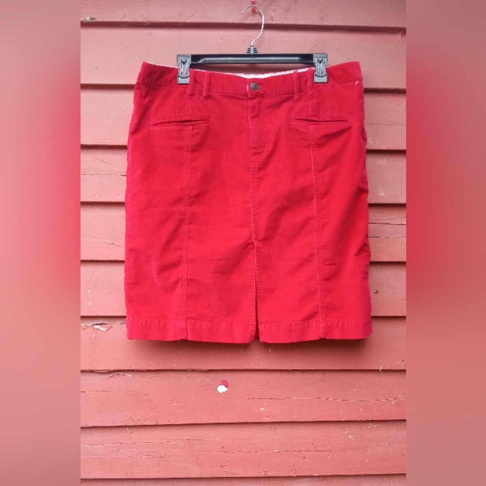 2000s Red Corduroy Pencil Skirt 14